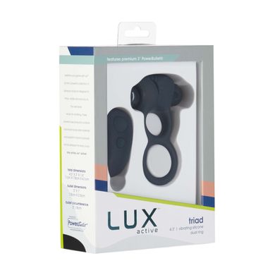 Подвійне ерекційне кільце з вібрацією Lux Active-Triad - Vibrating Dual Cock Ring, пульт ДК SO5575 фото