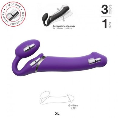 Безремінний страпон з вібрацією Strap-On-Me Vibrating Violet XL, діам. 4,5 см, пульт ДК, регульовани SO3827 фото