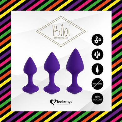 Набір силіконових анальних пробок FeelzToys - Bibi Butt Plug Set 3 pcs Purple SO5064 фото