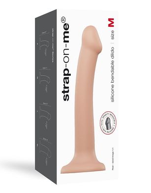 Насадка для страпону Strap-On-Me Dual Density Dildo Flesh M, діаметр 3,3 см, двошарова, гнучкий SO2354 фото